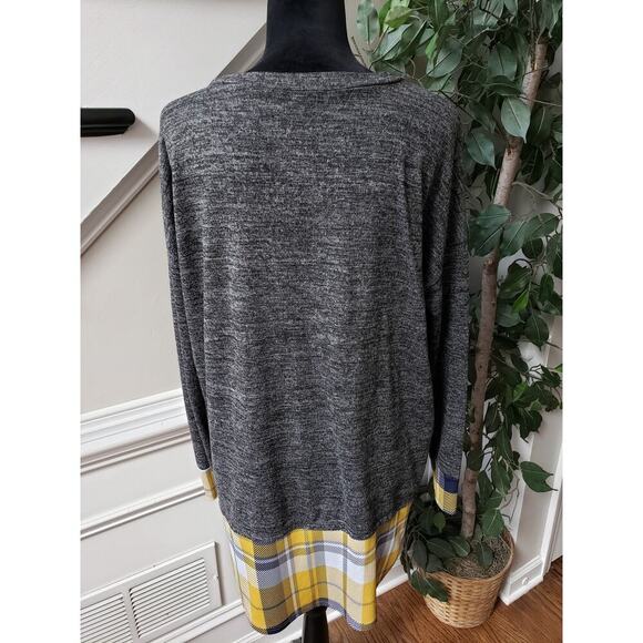 Egy Twofer Sweater Women's Medium Gray Trim Tatran Drop Shoulder Pullover - Picture 5 of 11